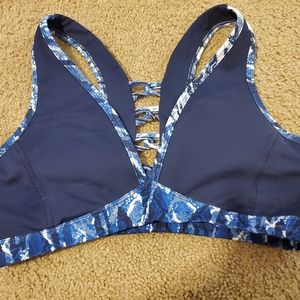 Navy Snakeskin Strappy Splendid Sports Bra